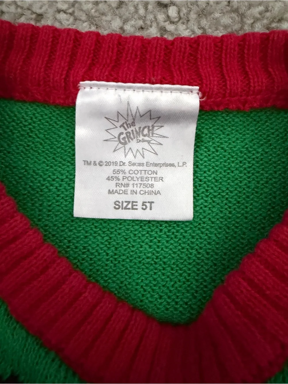 Dr. Seuss Green Red White 'Define Naughty' Grinch Holiday Sweater